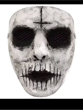 Demon Killer Mask Horror Zombie Glowing Red Eye Headgear Latex Mask